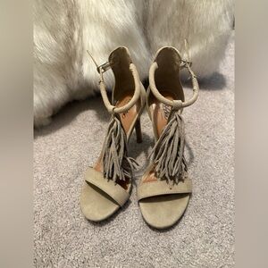 Mossimo Supply Co. Tan Suede Fringe Heels